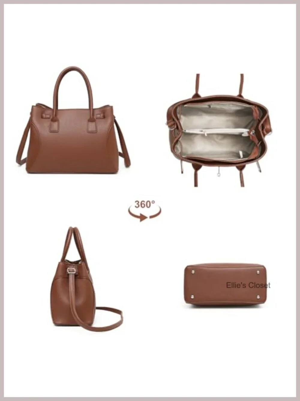 Women's Medium Work Satchel Tote Vegan Leather Shoulder Handbag Twist Lock